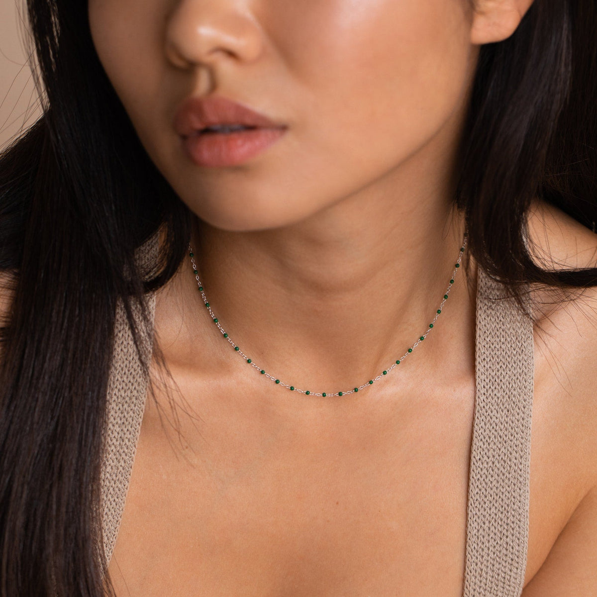 Emerald station necklace