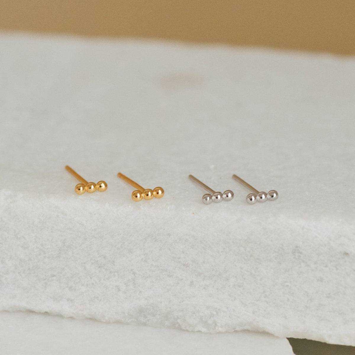 Trio beaded bar studs 4