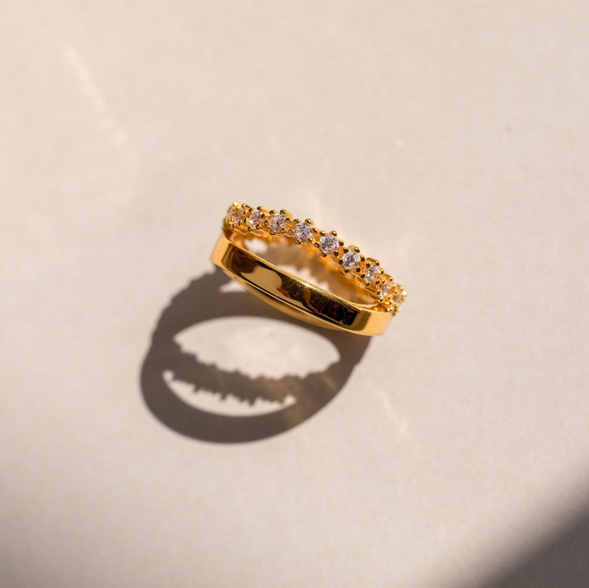 Wave diamond duo ring