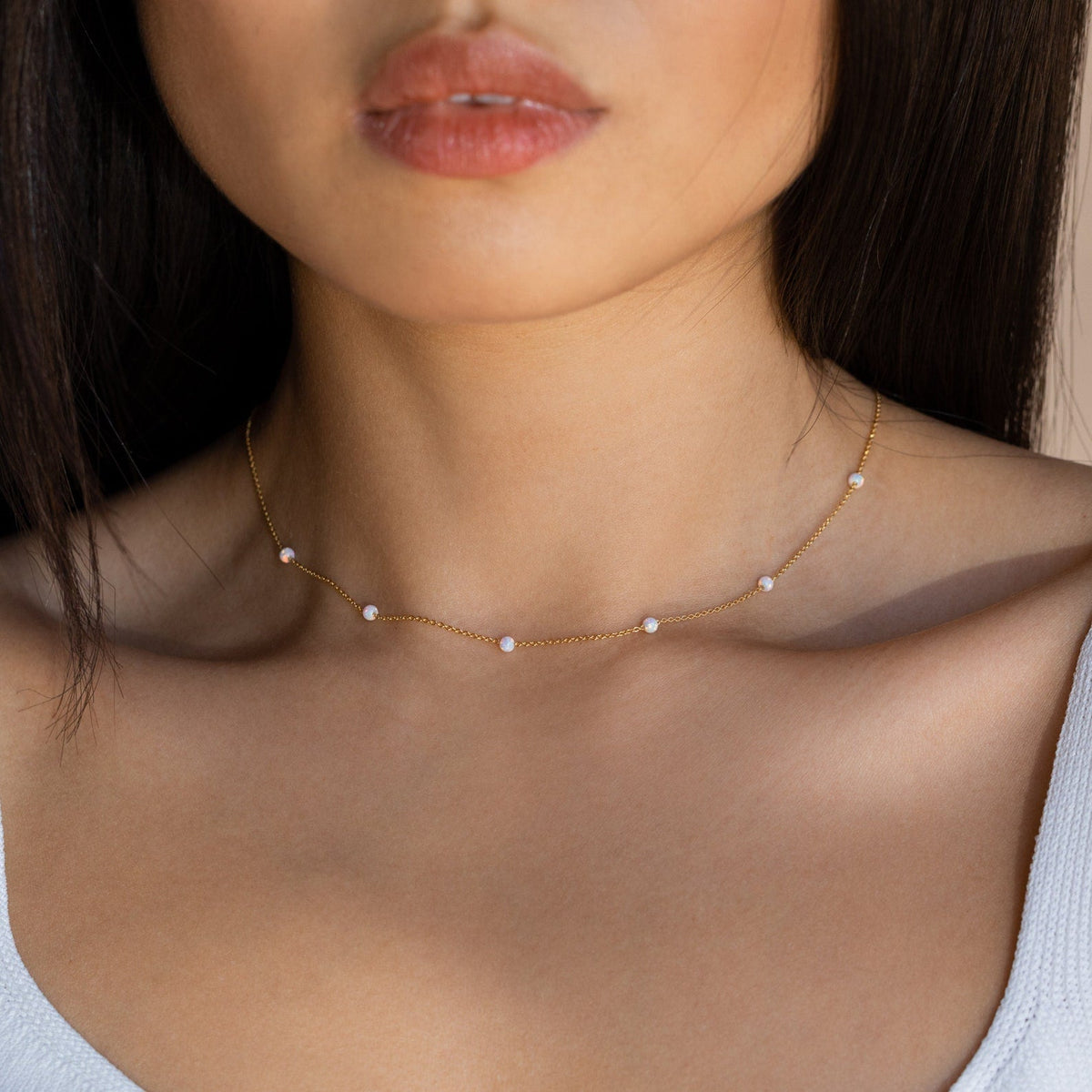 Opal station necklace