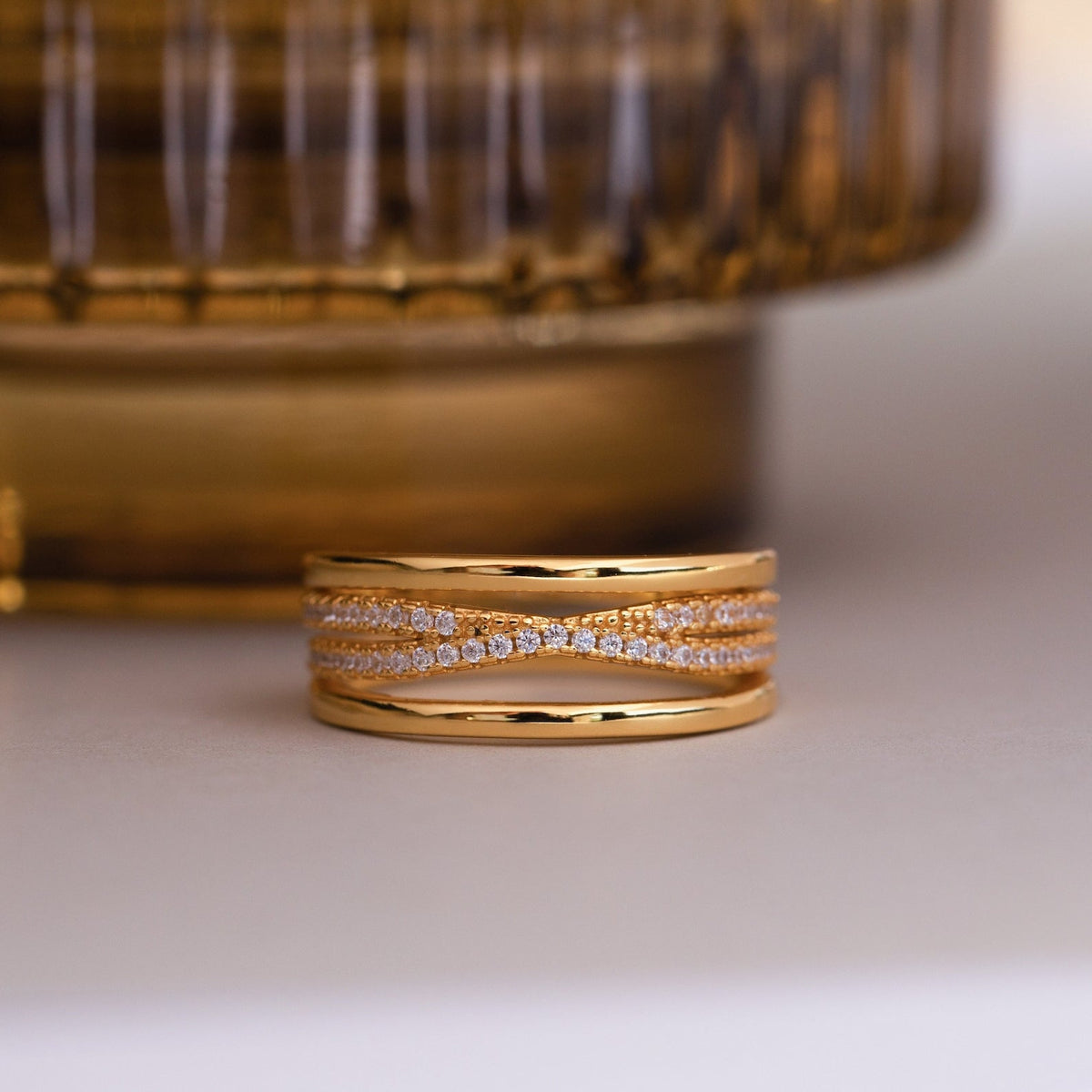 Amani pave twist ring