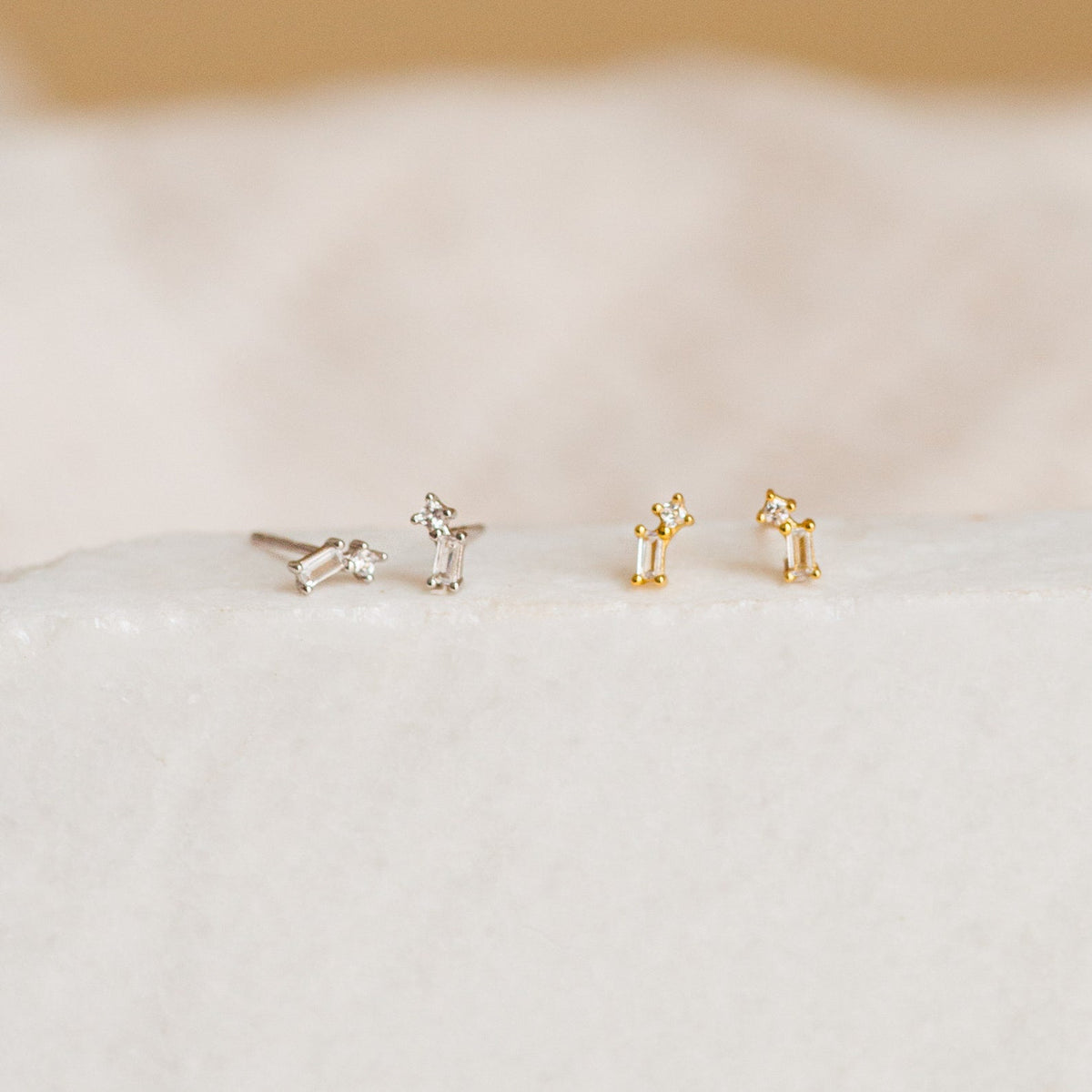 Blair baguette diamond drop studs