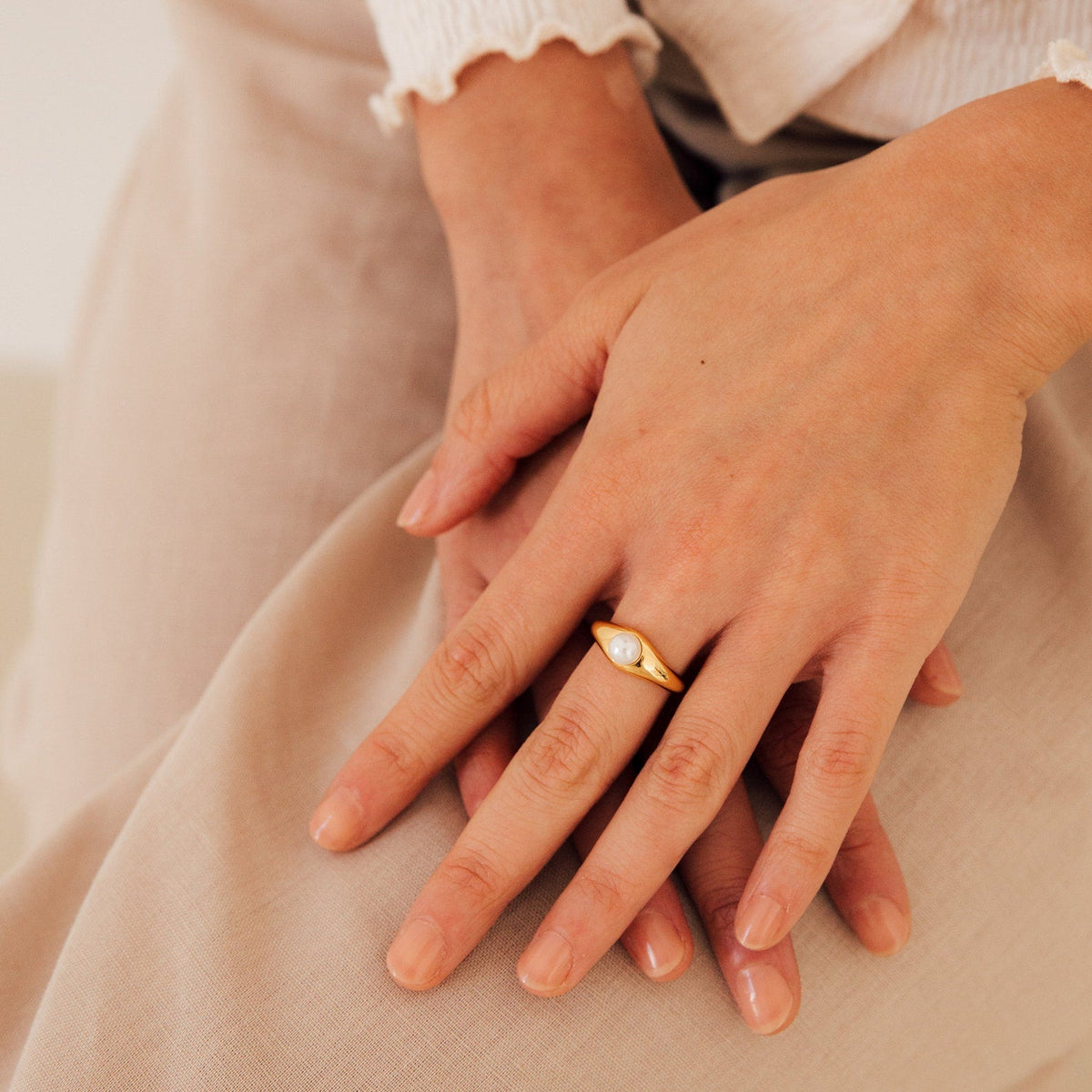 Penelope pearl signet ring