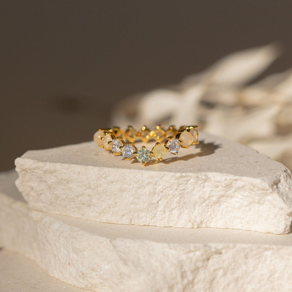 Mosaic wave eternity ring