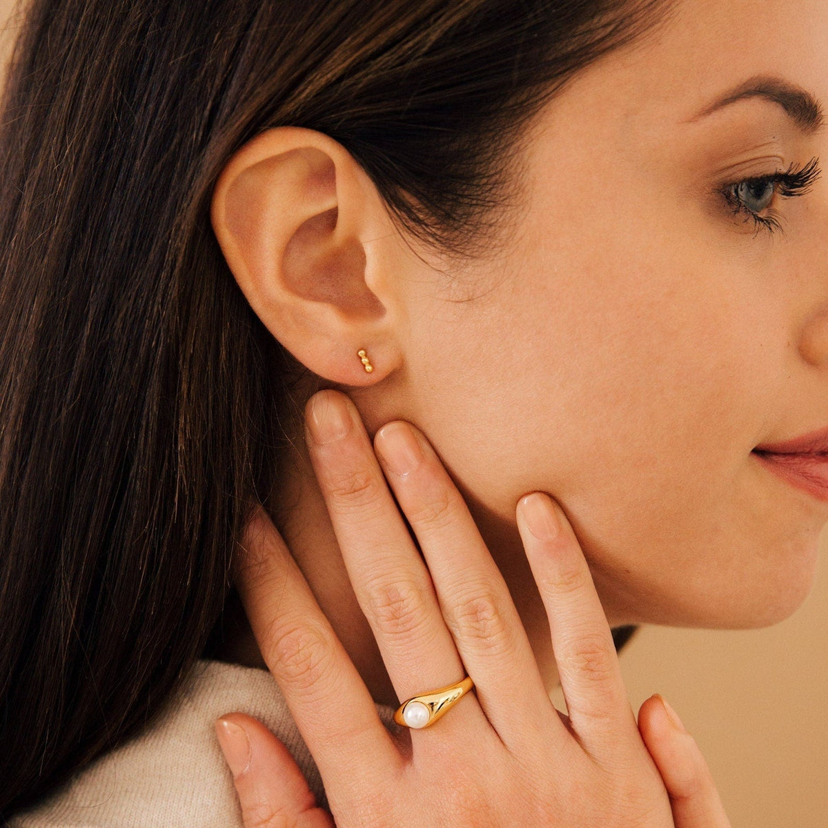 Trio beaded bar studs 9