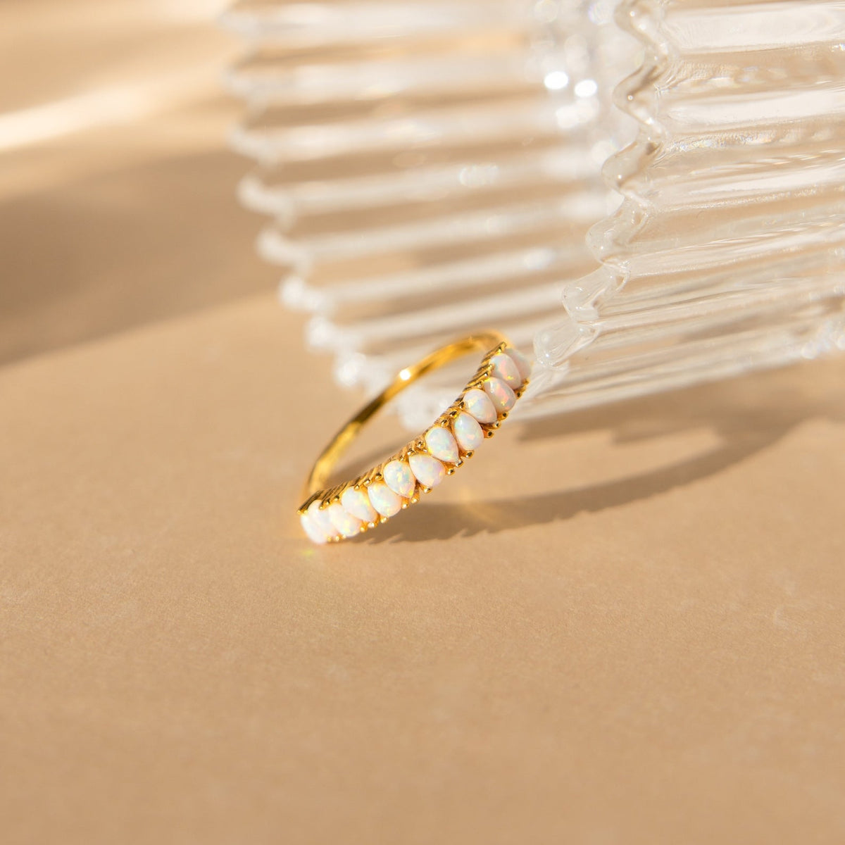 Opal drop eternity ring