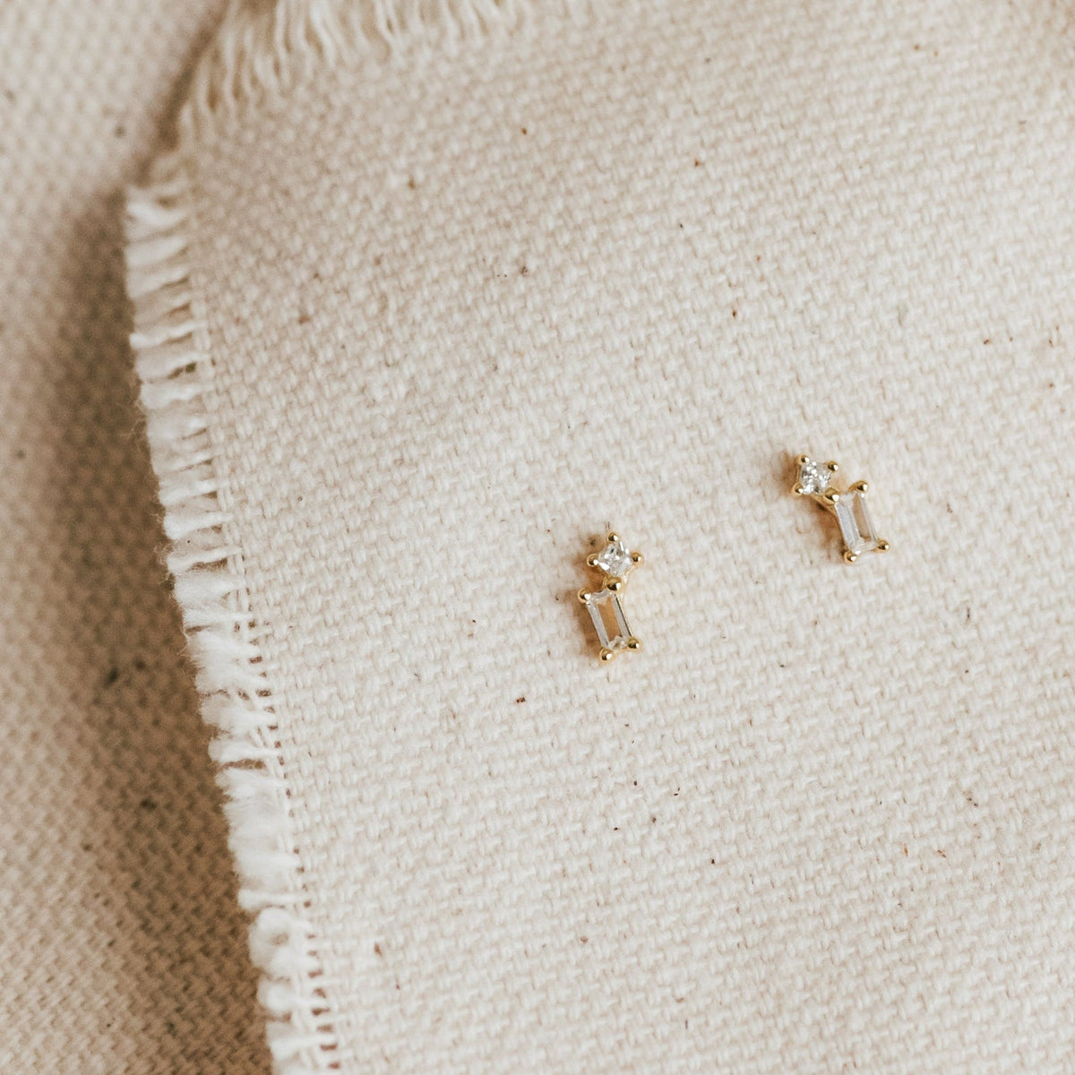Blair baguette diamond drop studs