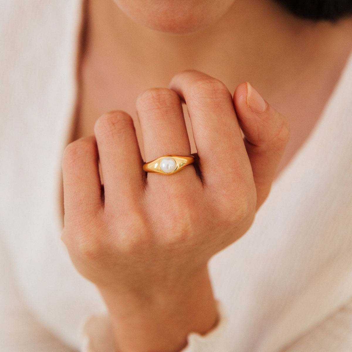 Penelope pearl signet ring