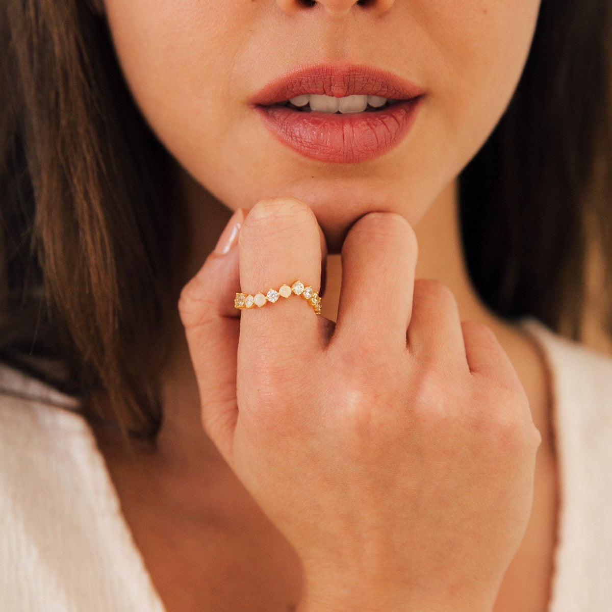 Mosaic wave eternity ring