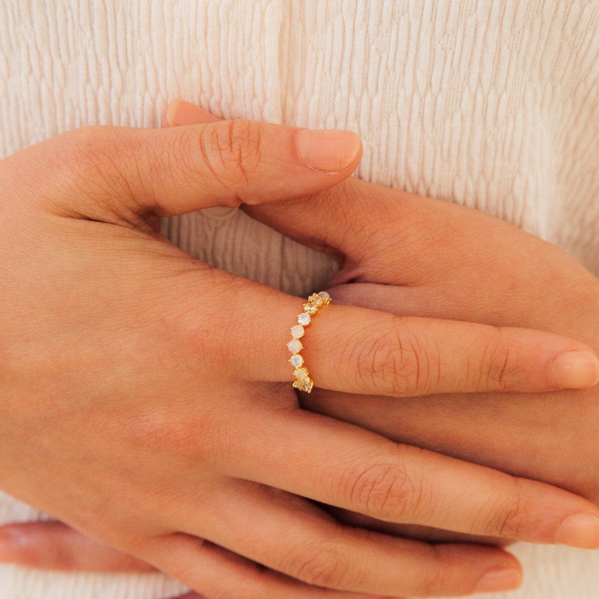 Mosaic wave eternity ring