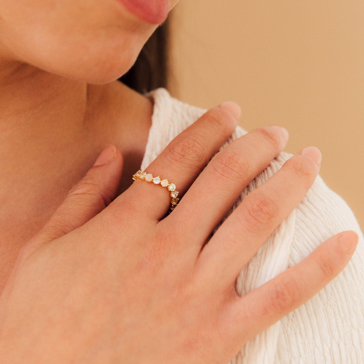 Mosaic wave eternity ring