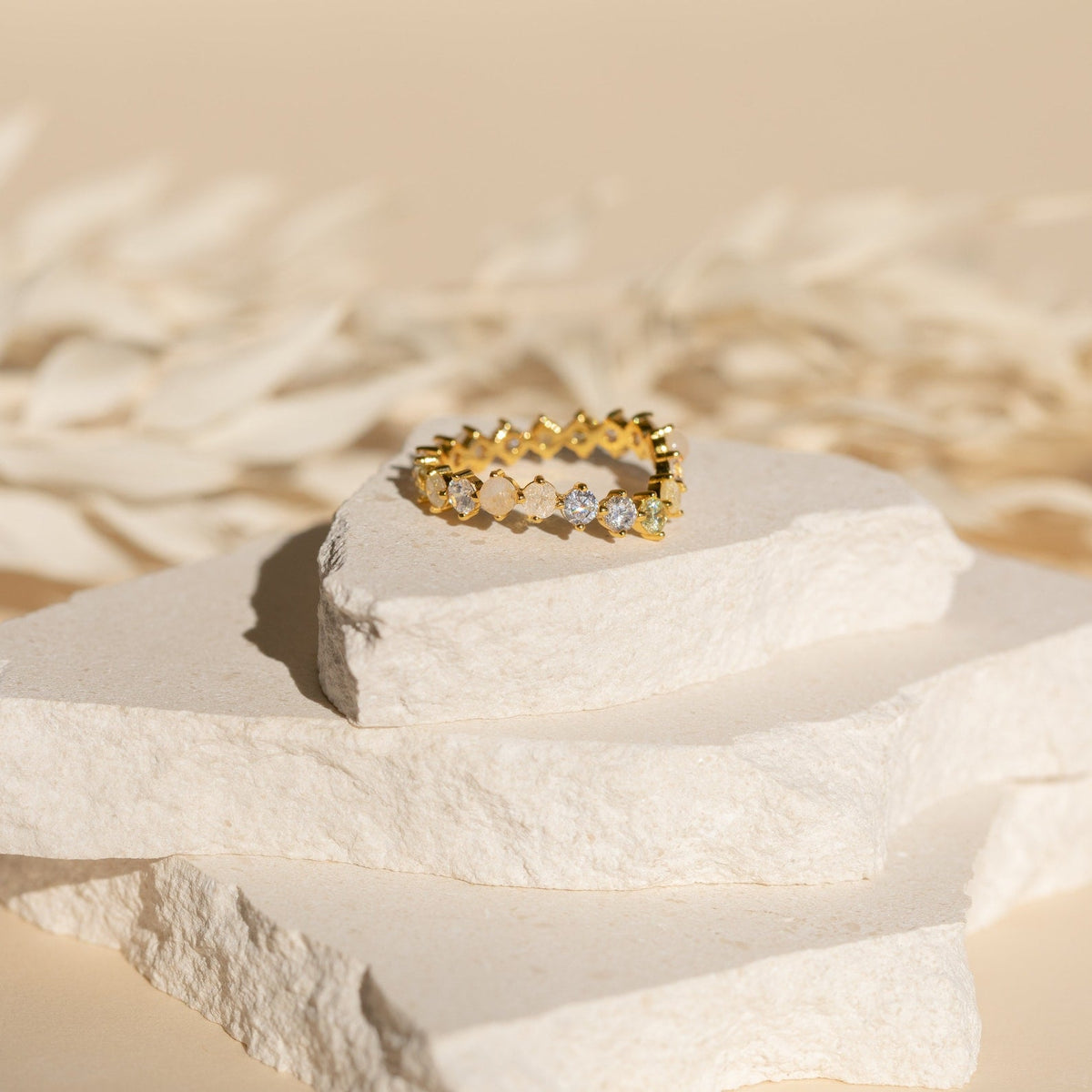 Mosaic wave eternity ring