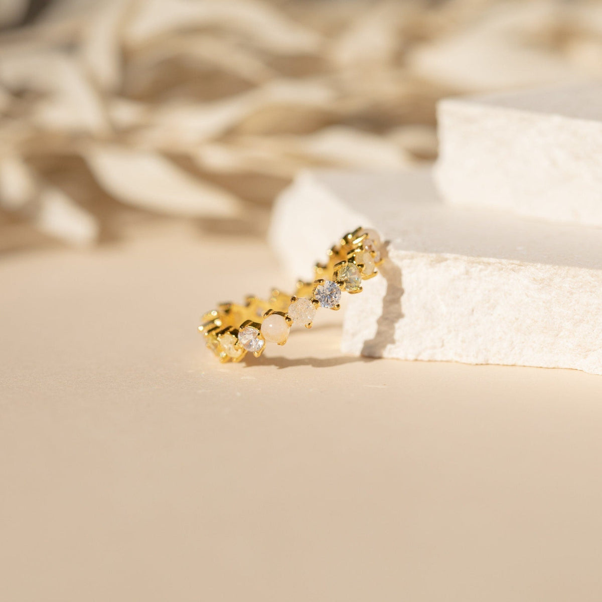 Mosaic wave eternity ring