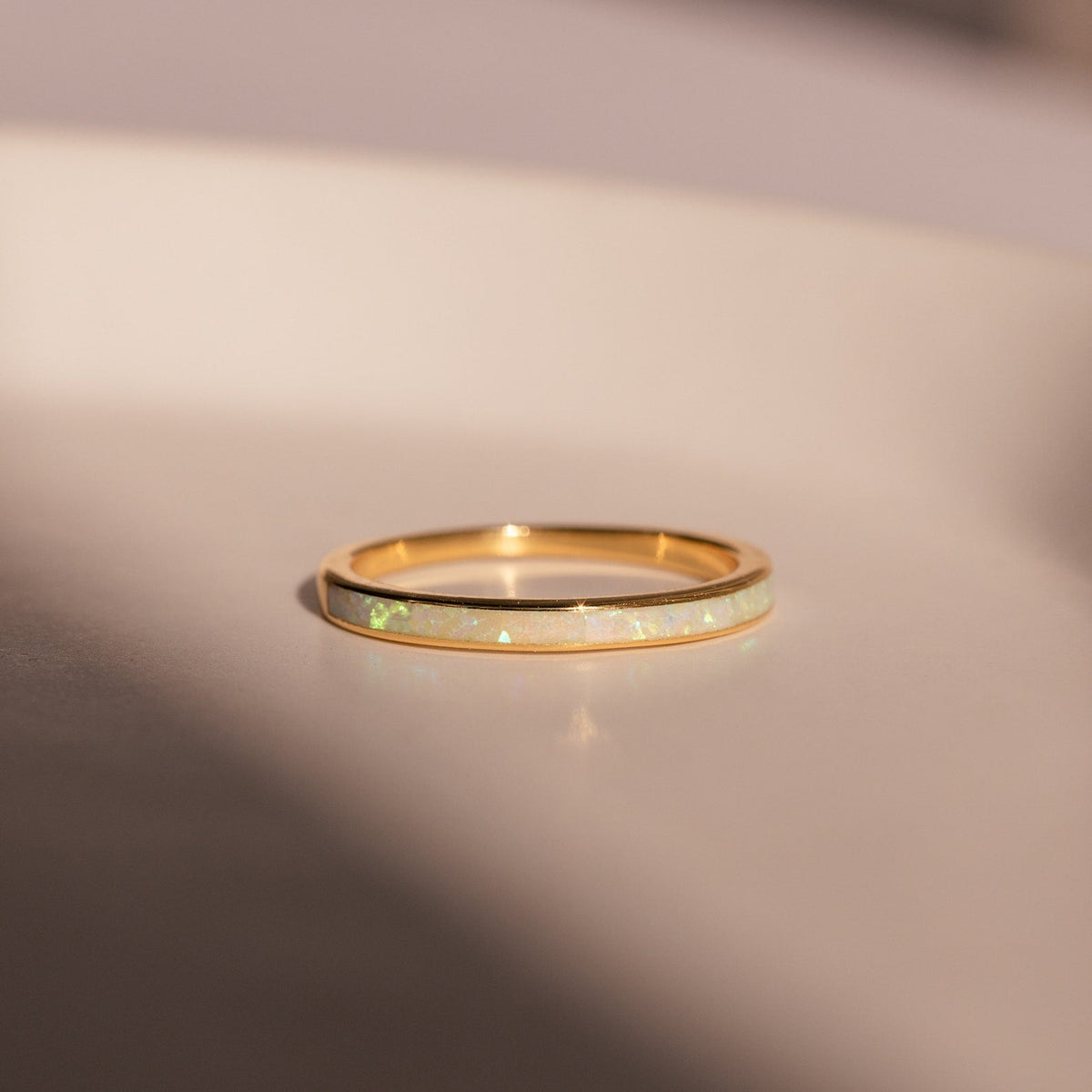White opal inlay band