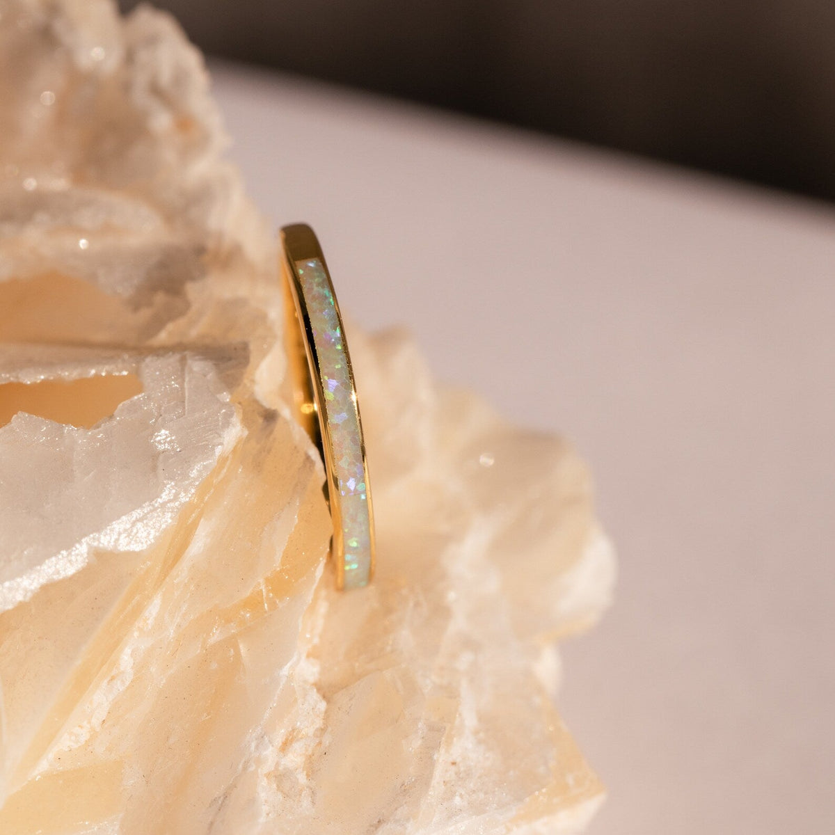 White opal inlay band