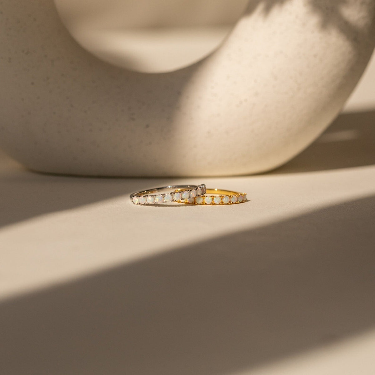 Crescent opal ring