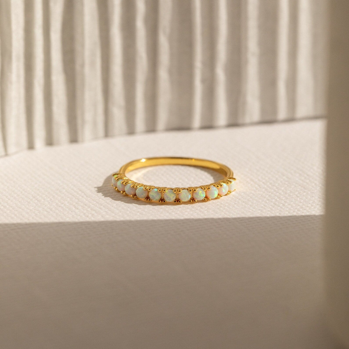 Crescent opal ring