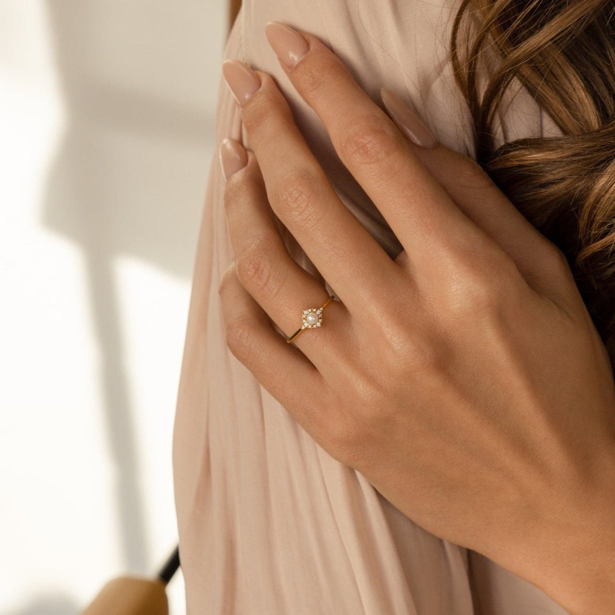 Vintage pave pearl ring