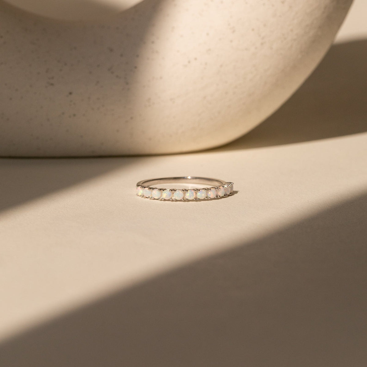Crescent opal ring