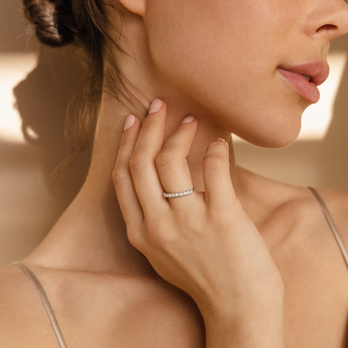 Crescent opal ring