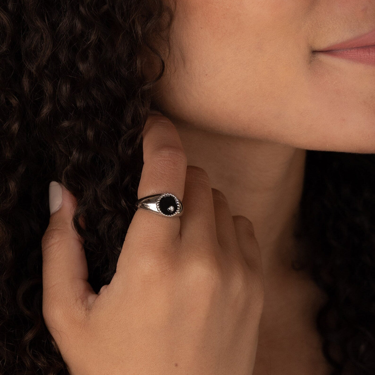 Natasha black signet ring