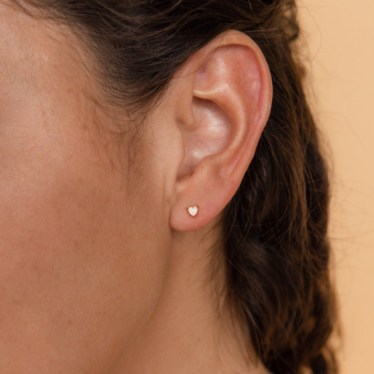 Opal heart studs