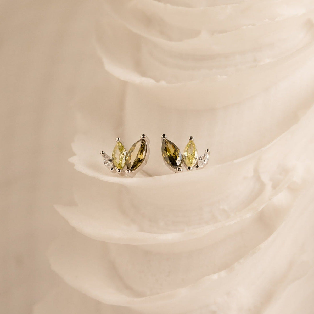 Seagrass peridot marquise studs