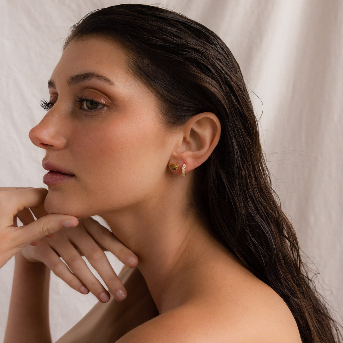 Seagrass peridot marquise studs