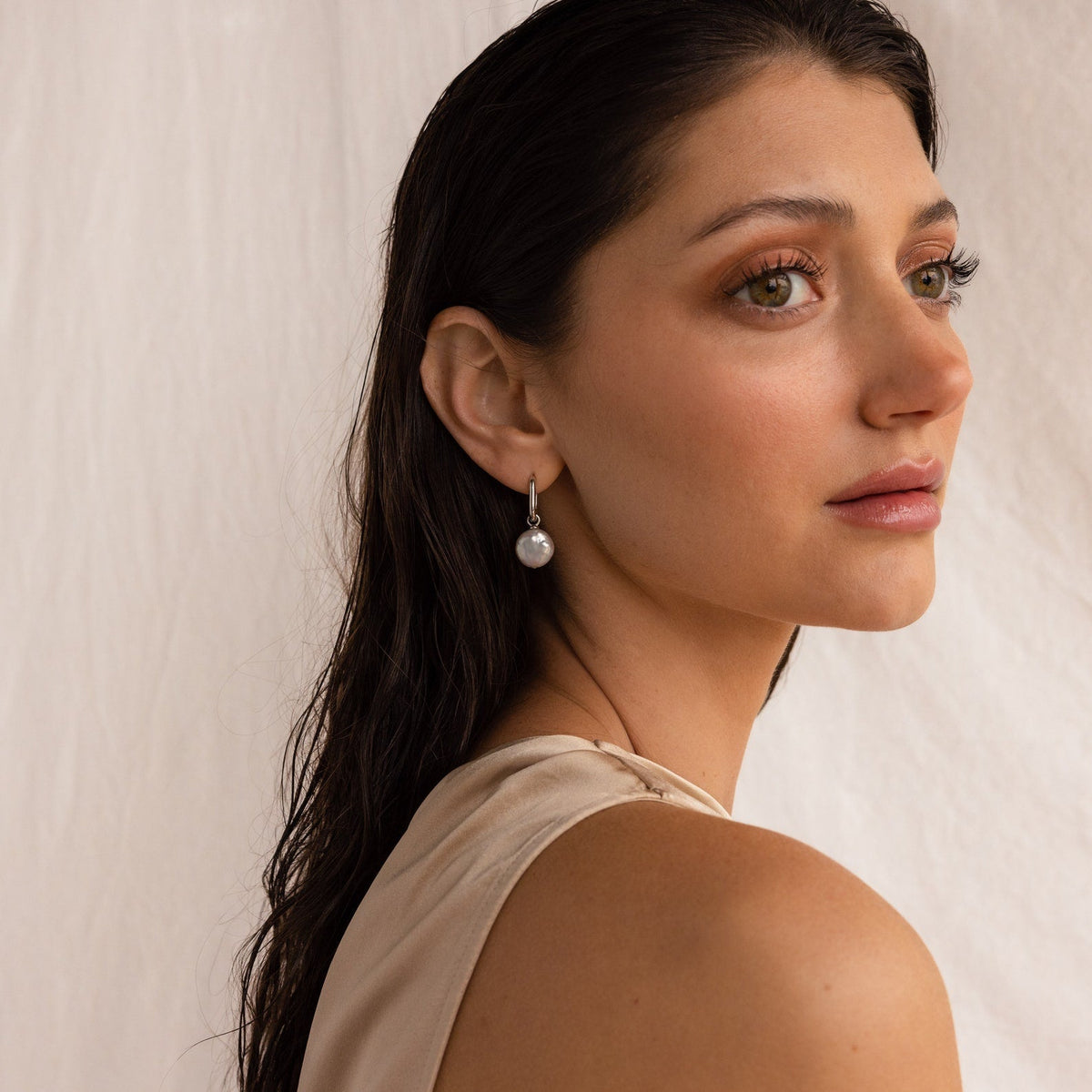 Bridget pearl hoops