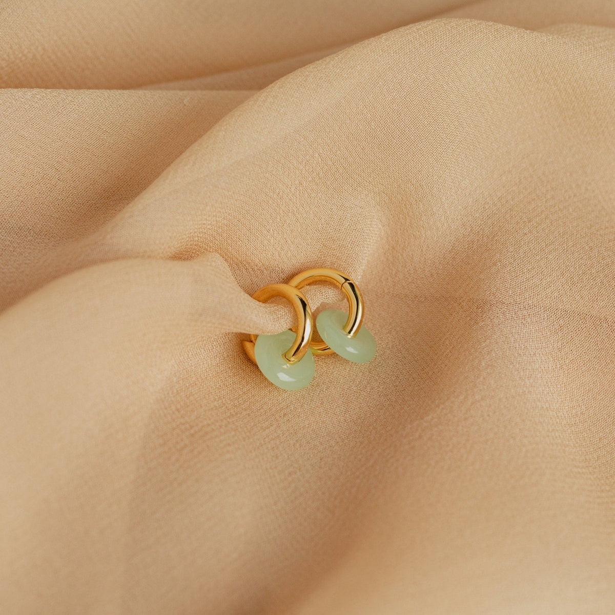 Dainty jade duo hoops