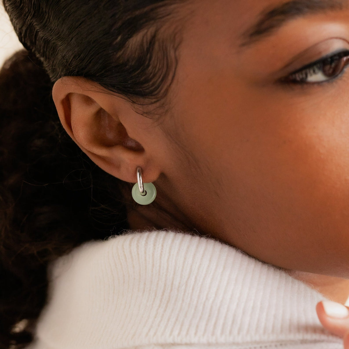 Dainty jade duo hoops