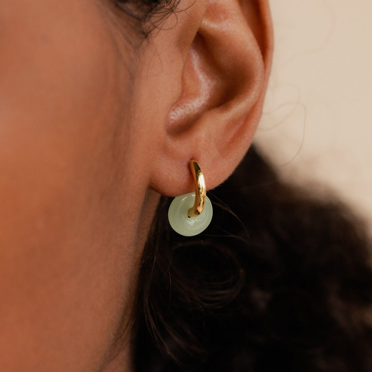 Dainty jade duo hoops