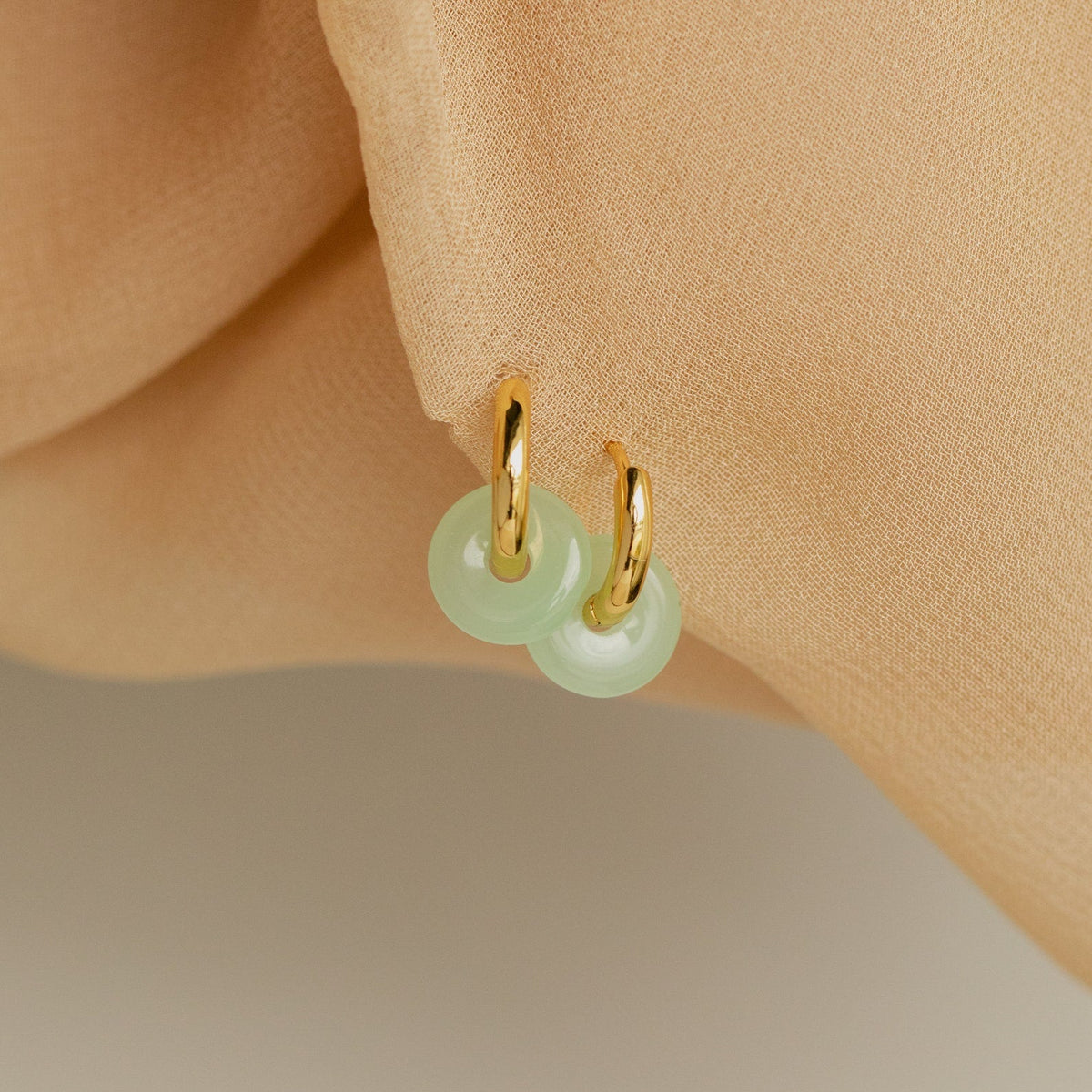 Dainty jade duo hoops