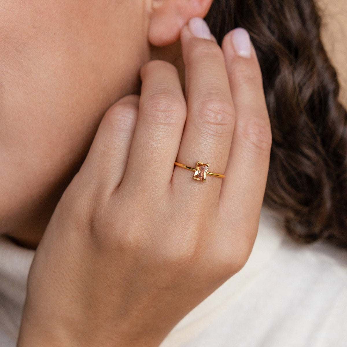 Citrine emerald-cut ring