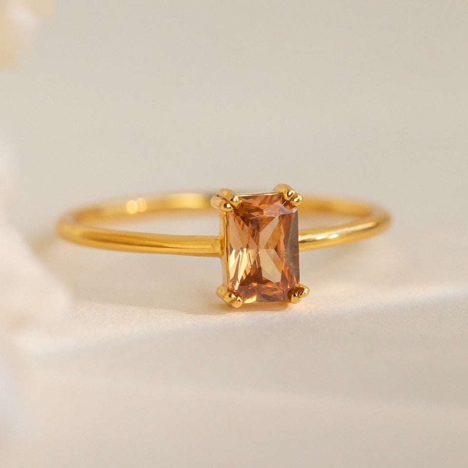 Citrine emerald-cut ring