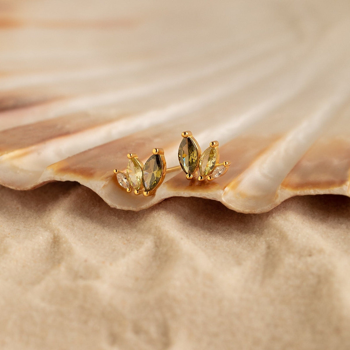 Seagrass peridot marquise studs