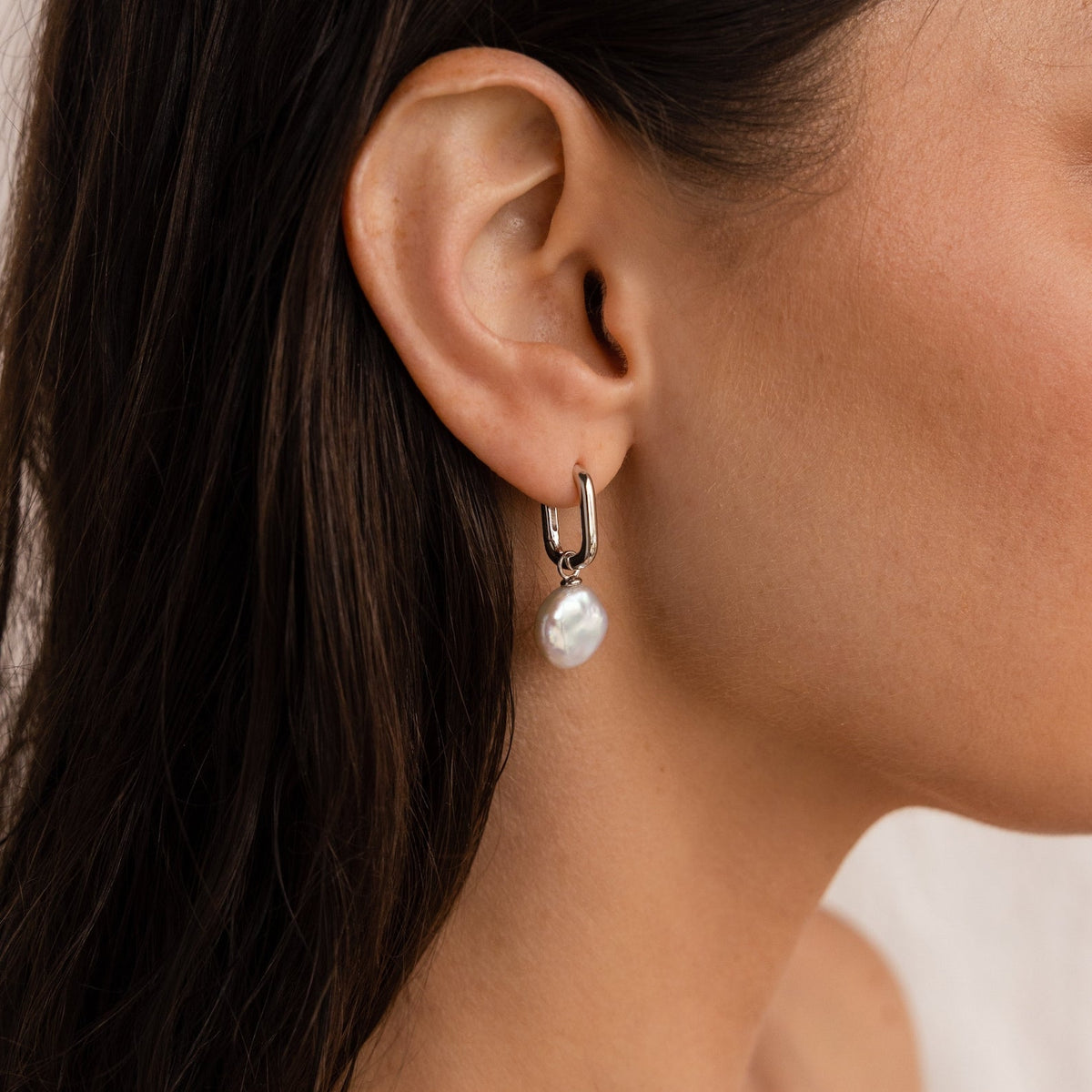 Bridget pearl hoops