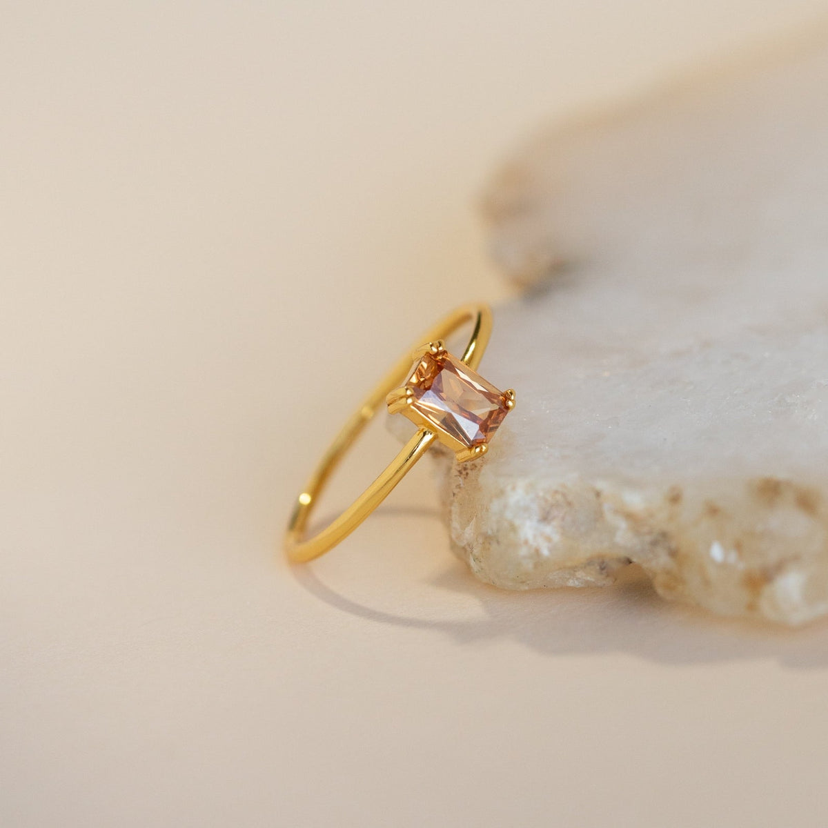 Citrine emerald-cut ring