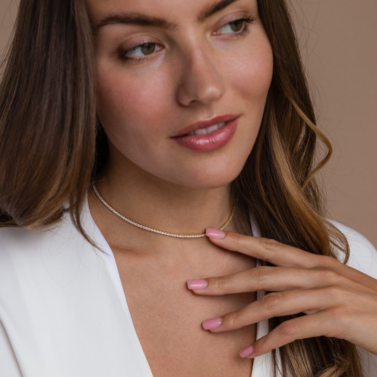 Diamond tennis choker necklace