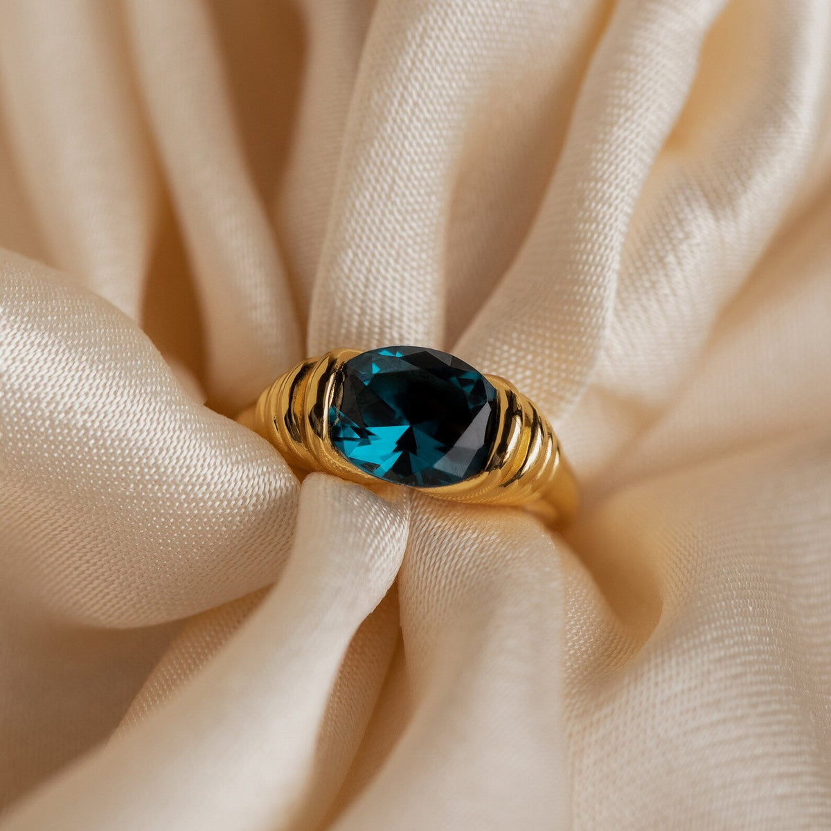 London blue signet ring