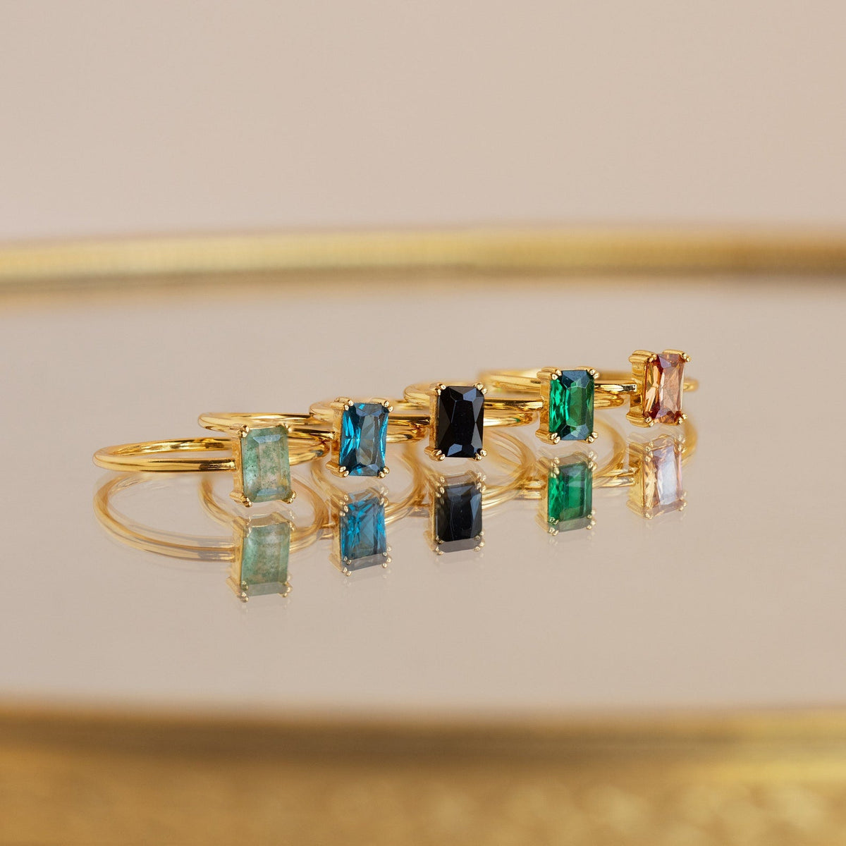 Blue topaz emerald-cut ring