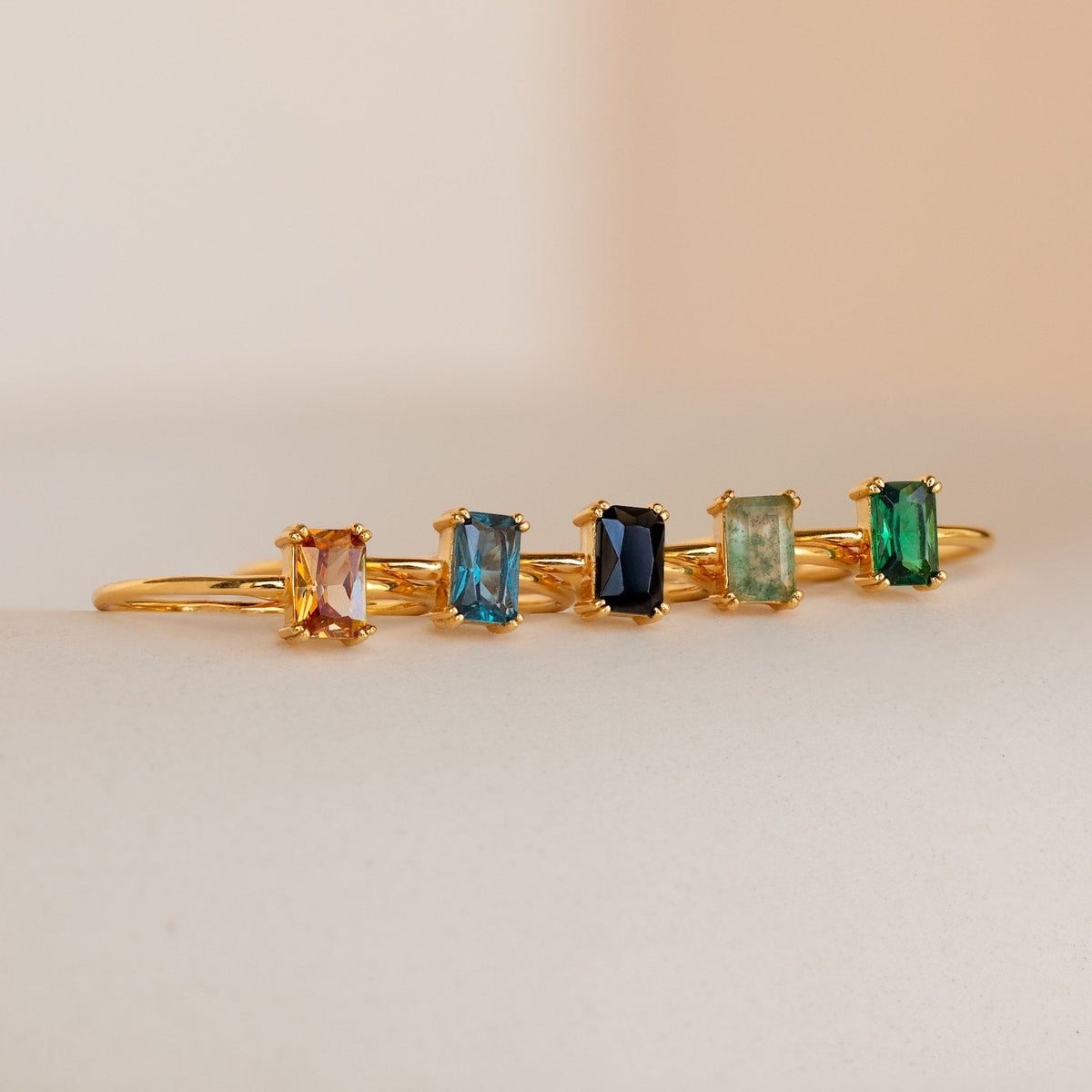Blue topaz emerald-cut ring