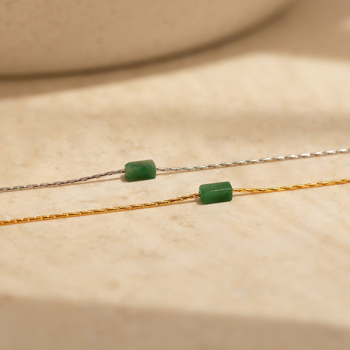 Dainty jade bar necklace