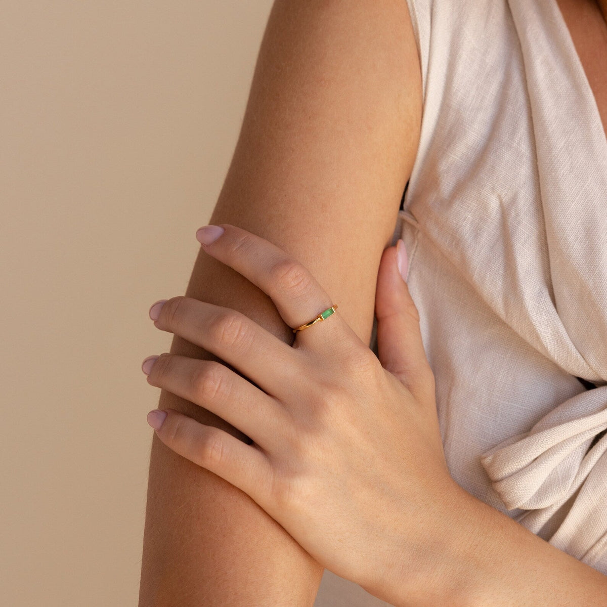 Jade baguette ring