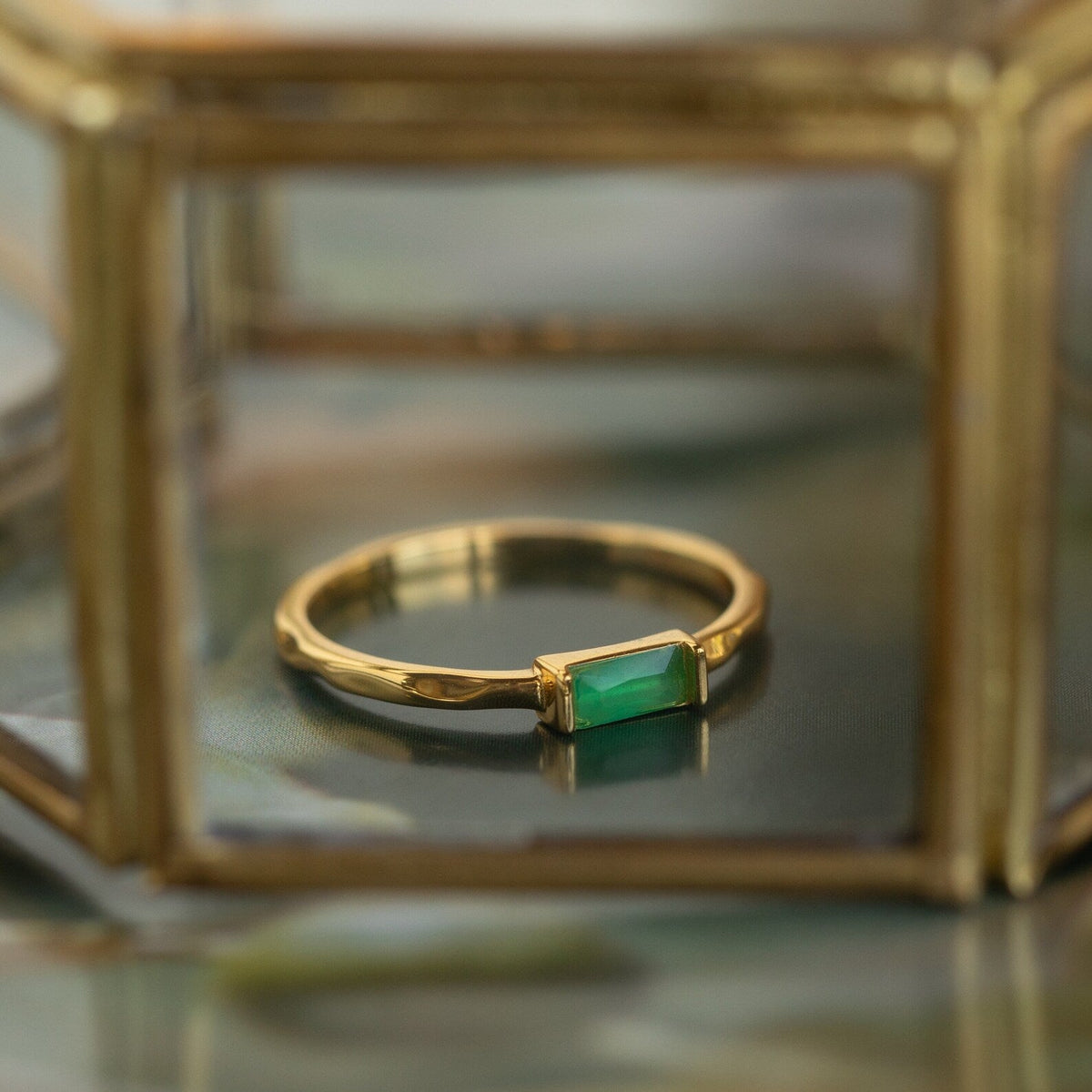 Jade baguette ring
