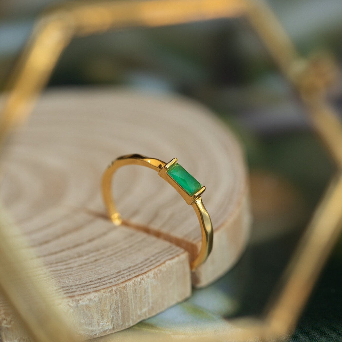 Jade baguette ring