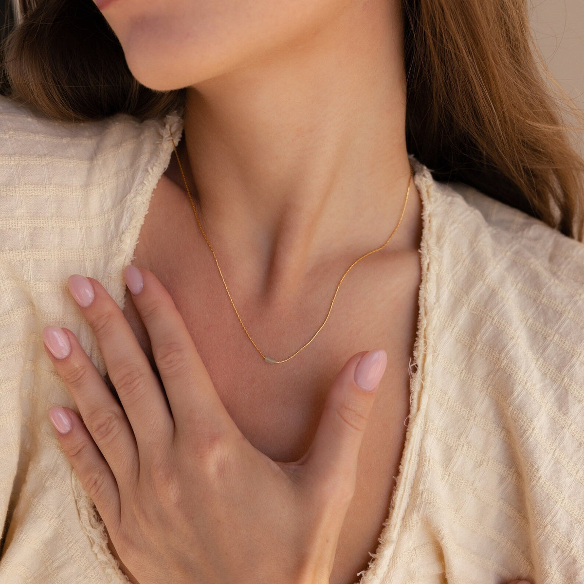 Dainty aventurine bar necklace
