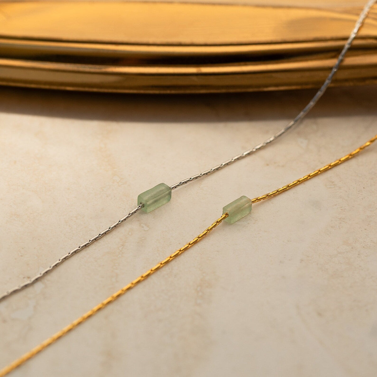 Dainty aventurine bar necklace
