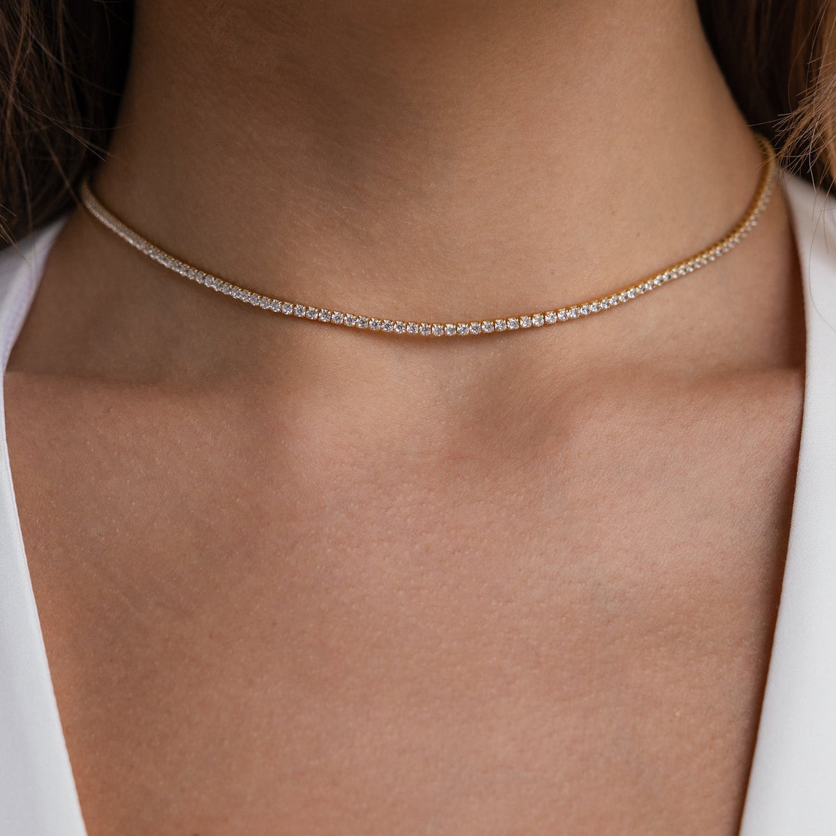 Diamond tennis choker necklace