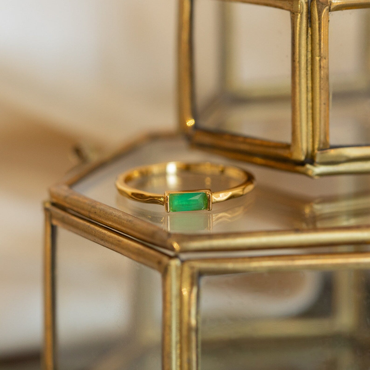 Jade baguette ring